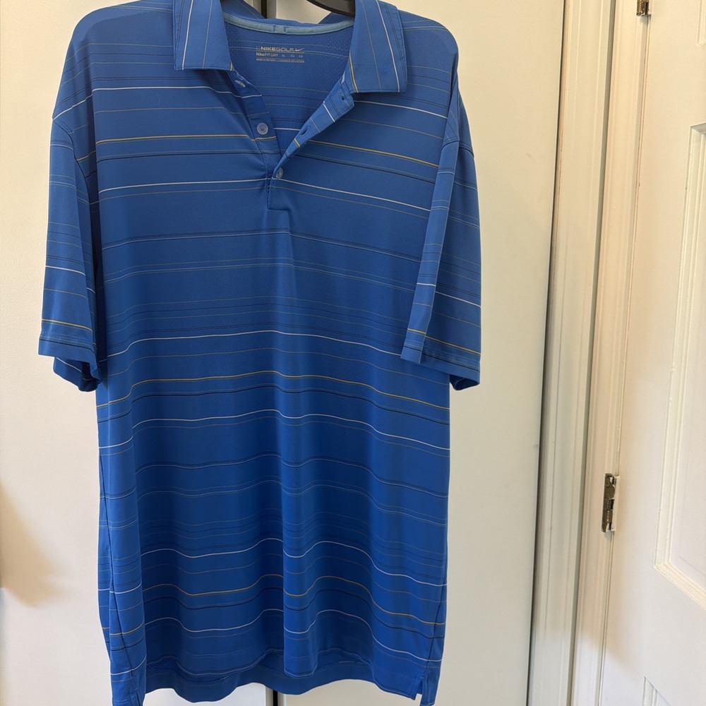 Nike Golf Polo Dri Fit Blue XL Striped